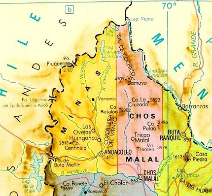 Karte mit
                        der Windberg-Region (cordillera del Viento)