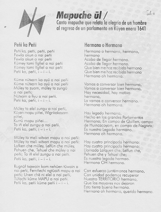 Mapuche-Lieder: Lied der Mapuche
                            (Mapuche �l) Pe�i ka Pe�i (Bruder, oh
                            Bruder)