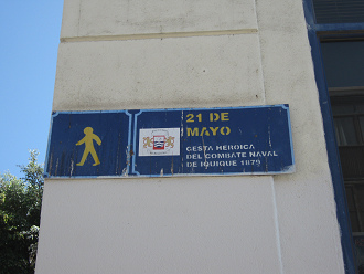 Strassenschild der Fussg�ngerzone 21. Mai