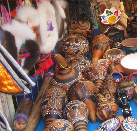 Kunsthandwerkliche Baumk�rbisse,
                                  Nahaufnahme