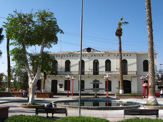 Zugplatz, die Bahnstation der Z�ge von
                          Arica nach La Paz (Hauptstadt Boliviens)