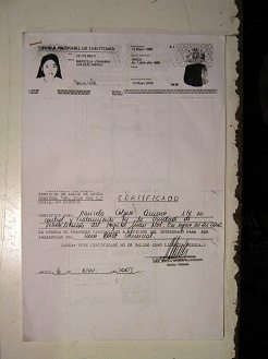 Testresultat, das zeigt, wie
                        Maricela Johanna Colque Amaro im Spital Joan No�
                        zur Genesung weilt, um dann nach Hause
                        zur�ckzukehren