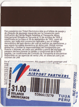 El rev�s del cup�n del tiquete del 8 de
                          febrero 2010 con los impuestos del aeropuerto