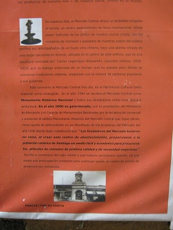 Zentraler Markt (mercado central), Text mit
                        der Geschichte der Markthalle Teil 2