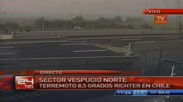 Region
                Santiago, verschobene Br�ckenteile der Miraflores-Br�cke
                ("Paso Miraflores") der Autobahn
                "Vespucio Norte" [56]