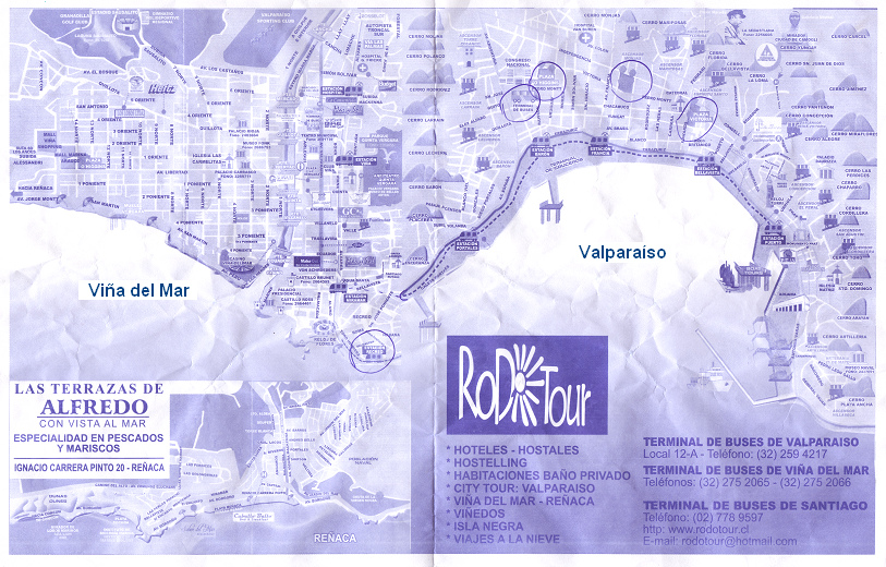 Stadtplan von Valparaiso (rechts) und der
                  Nachbarstadt Vi�a del Mar