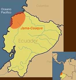 Karte der
                Jama-Coaque-Kultur (heutige Provinzen Esmeraldas und
                Manab�)