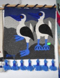 Tejido mostrando aves acu�ticas