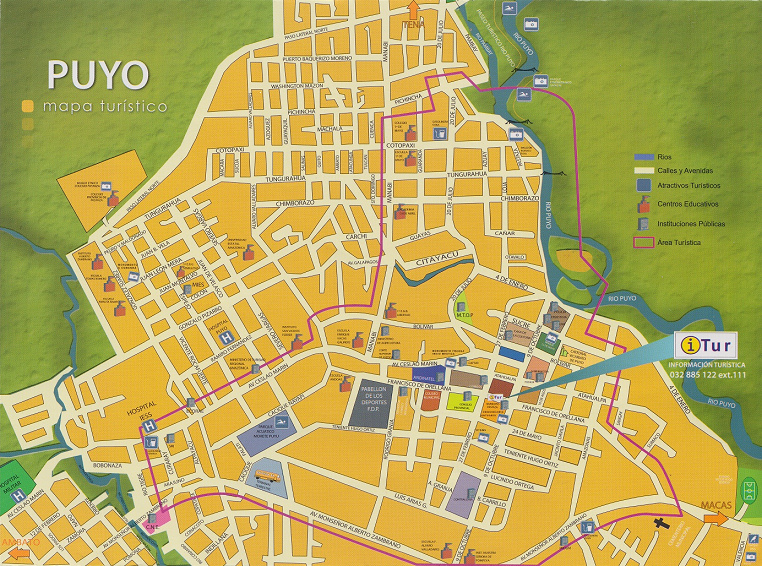 Mapa del centro tur�stico de Puyo