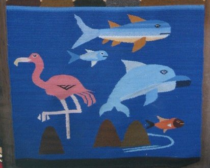 Inseln, Flamingo und Fische