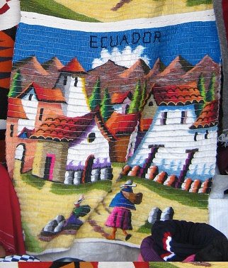 Wandbehang mit einem Bergdorf, 8 Vulkanen
                          und einer Fingerwolke