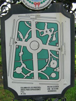 Centro de Guayaquil, la placa a la Plaza
                          del Centenario, primer plano
