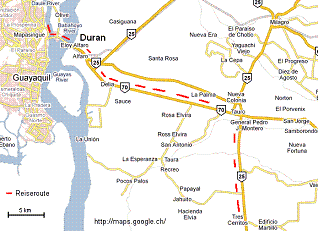 Mapa de la regi�n de Guayaquil hasta
                              Pedro Montero de google maps con la ruta
                              del viaje