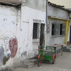 Machala, ein Velotransporter
                          (Lastenvelo), Nahaufnahme