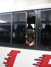 Machala, Busterminal von CIFA,
                                    ein Busfenster zum �ffnen