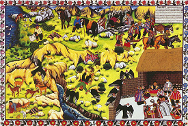 Sarhua, tabla con paisaje y escenas
                        cotidianas