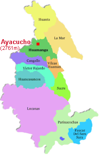 Karte des Departements Ayacucho mit
                        Provinzen