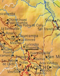 Mapa
                      Ayacucho-Huanta con relieve y sistema de r�os