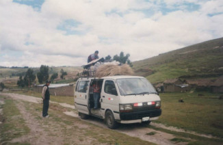 Overcrowded combi, front view