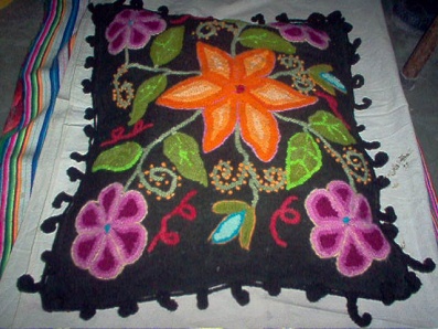 Bestickter Kissenbezug in Schwarz (45
                        Soles, 17 Dollar)