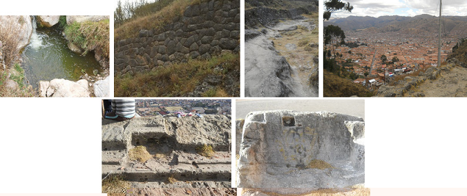 Cusco
                                      Sacsayhuam�n Teil 16: Der R�ckweg
                                      nach Cusco zu Fuss: Verschmutzter
                                      Bach - Mauer mit Blumenmuster -
                                      die Sicht auf Cusco - geschnittene
                                      Steine
