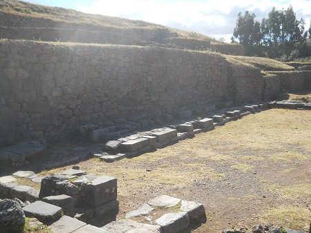 Sacsayhuam�n (Cusco), a big wall and rectangular stones at the bottom of the wall