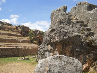 The rock of stairs and thrones "Chinchana grande" (rock of stairs), terraces and some stairs