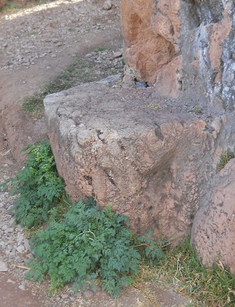 Cusco Sacsayhuam�n, Abschlusszone mit schwarz-rotem Fels mit noch einem Thron - Nahaufnahme