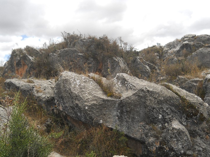 Cusco Sacsayhuam�n, Zone X (Laq'o / Laco): Schwarzer, langer, gefr�ster Stein 01
