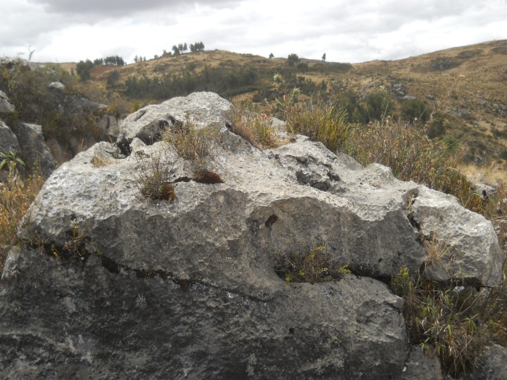 Cusco Sacsayhuam�n, Zone X (Laq'o / Laco): Ein schwarz-roter, gefr�ster Stein 02