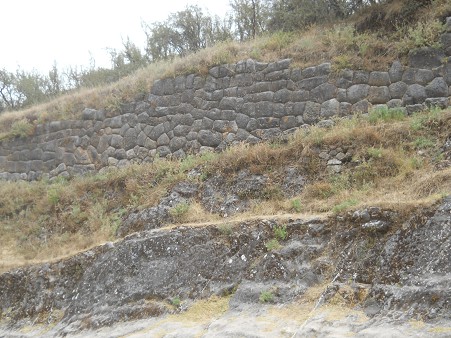 Cusco Sacsayhuam�n 16: Der Weg zur�ck nach Cusco, gigantische Mauer mit Blumenmuster 02