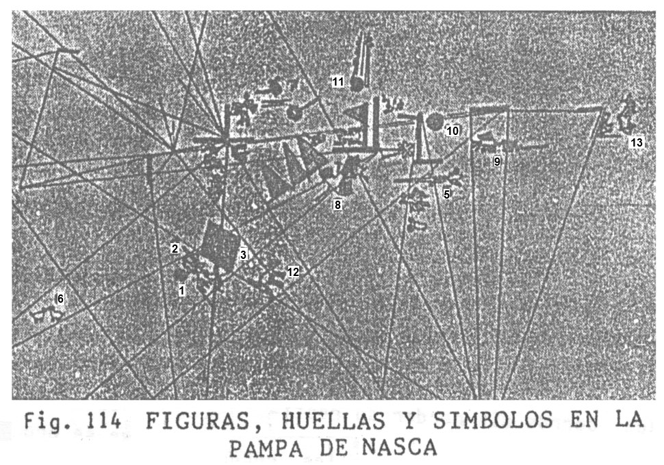 Fig.
                              114: una parte de la llanura de Nasca con
                              l�neas, pistas y figuras