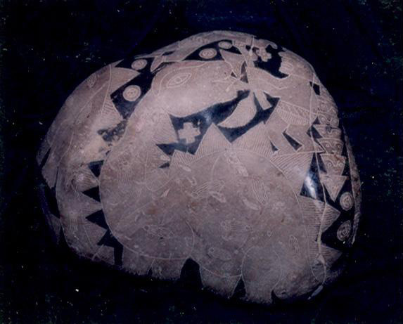 Ein Weiser greift einen
                          Dinosaurier an