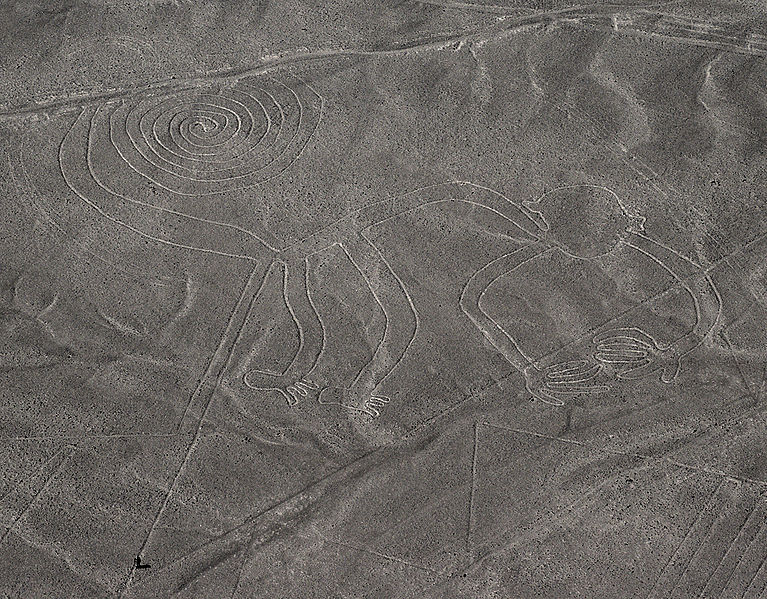El mono de Nazca, original con 9 dedos en
                        las manos y 6 dedos en los pies