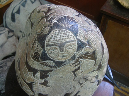The suns on the stone, close-up