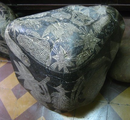 The constellation of stars on the big
                            stone of astronomy, close-up