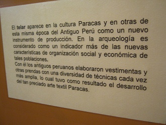 Text �ber die ersten Webst�hle in der
                    Paracas-Kultur