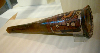 Trumpet with the design of a
                                    god, close-up 01