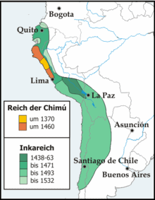 Mapa del "Am�rica" del Sur con el
              imperio incaico