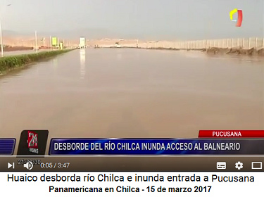 Chilca, la
                        Panamericana inundada por el r�o Chilca