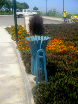 Miraflores, Malecon 28 de Julio,
                        Abfallk�bel in hellblau in Bl�tenform