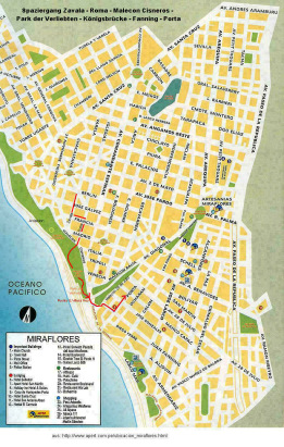 Miraflores: mapa del paseo Zavala -
                          malec�n Cisneros - parque de los enamorados -
                          puente Rey - malec�n 28 de Julio - Fanning -
                          Porta