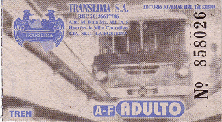 Busbillet der Busfirma
                        "Translima" mit gekr�nten Condors,
                        Buslinie SM18, mit Bussen mit blau-weiss-blauen
                        Streifen, "Grieche", von Chorrillos
                        nach Carabayllo