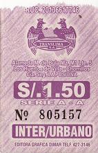 Violettes Busbillet der Busfirma
"Translima SA" mit gekrönten Condors Violettes Busbillet der Busfirma
"Translima SA" mit gekrönten Condors