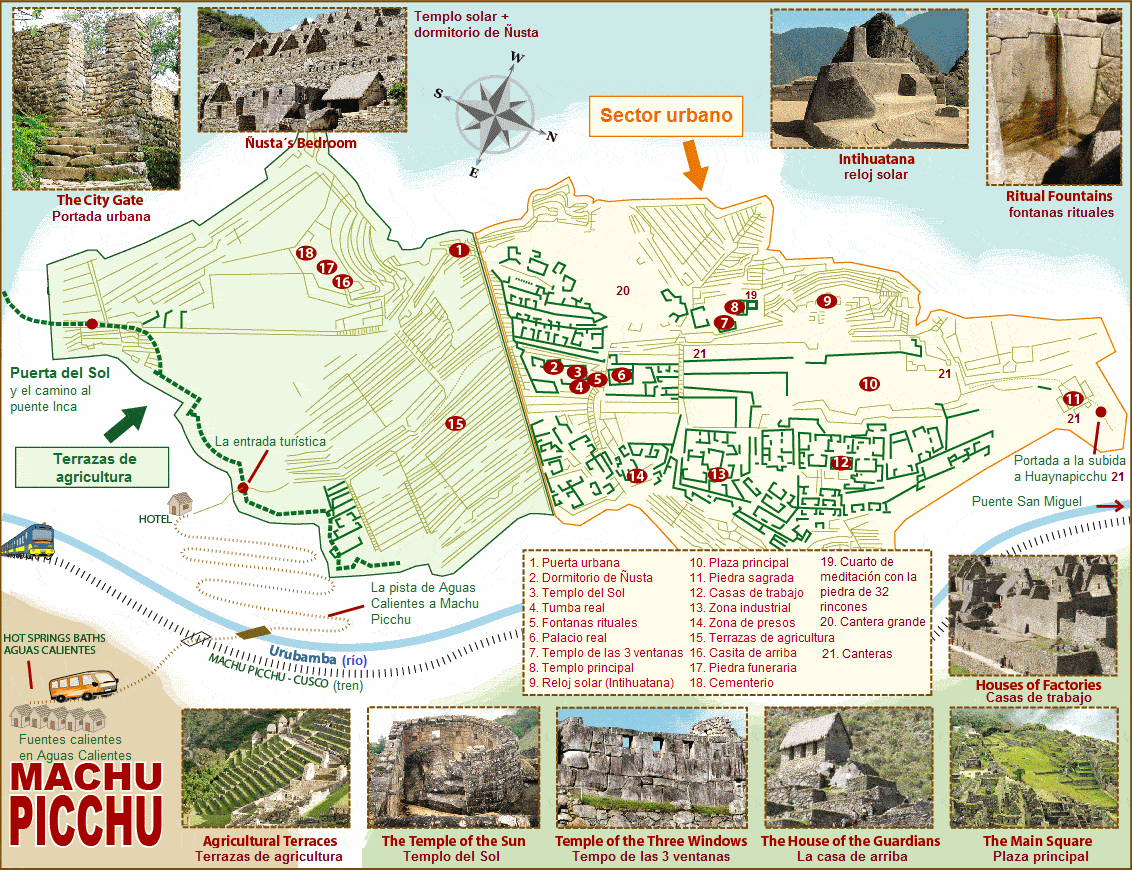Mapa
                      de Machu Picchu con fotos