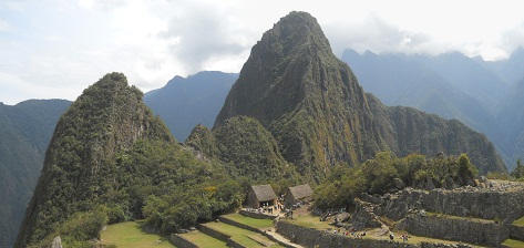 Vista a los miradores Huchuypicchu y
                    Huaynapicchu, foto panor�mica