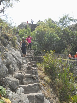 Subida a la cumbre de Huaynapicchu, �ltimas
                    escaleras
