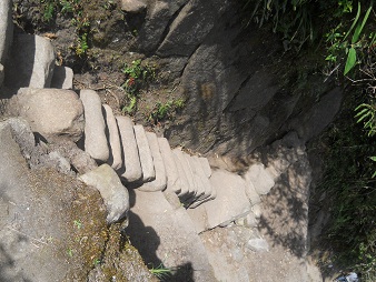 Bajada de
Huaynapicchu, escalera irregular para pies pequeños
sin cordel 02 Bajada de Huaynapicchu, escalera irregular para
pies pequeños sin cordel 02