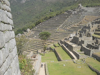 Machu Picchu: Sicht auf den Landwirtschaftssektor mit dem oberen H�uschen