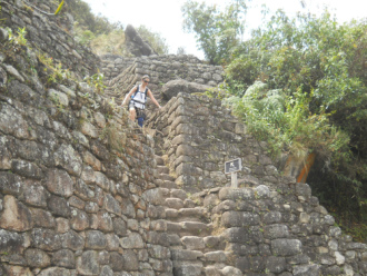 Weiler Huaynapicchu, unregelm�ssige Treppen und Terrassen - und sportliche Touristen